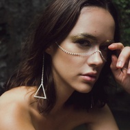 New Style Unique Triangle Geometric Face chain Simple Cool Cool Style Rhinestone Tassel Face Jewelry