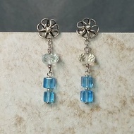 耳環 天然 海藍寶 施華洛世奇 水晶 925銀飾 寶石 飾品 首飾