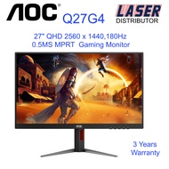 AOC Q27G4 27" 2560 x 1440. 180Hz 0.5Ms response, Gaming Monitor equipped with G-sync compatible tech