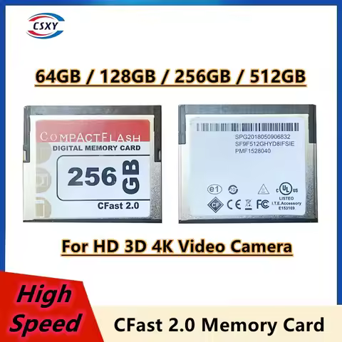 Original CFast 2.0 512GB 256GB 128GB 64GB Memory Card 525MB/s Flash Card MLC CFast Memory Card For F