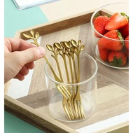 Gold Leaf Tea spoon / Ice cream Cake teaspoon / Cake spoon / Dessert