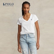 Polo Ralph Lauren เสื้อยืดผู้หญิง Tee-Cotton Jersey V-Neck Tee รุ่น WMPOKNINCU20704 สีขาว
