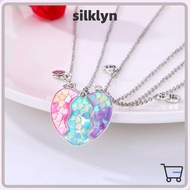 SILKLYN 3Pcs BFF Necklaces, Cute Friendship Matching Heart Pendant Necklace, Friendship Jewelry Allo