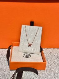 Hermes 玫瑰金粉紅併色 mini pop H necklace
