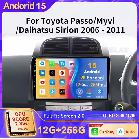 Android 15 Car Radio For Toyota Passo Daihatsu Boon Sirion Subaru Justy Perodua Myvi Dacia Duster Op