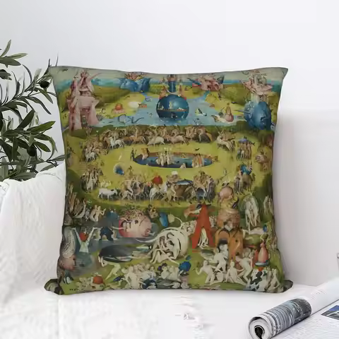 Hieronymus-Bosch The Garden of Earthly Delights Pillowcase Soft Fabric Cushion Cover Decor Art Pillo