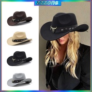 zzz Vintage Country Western Fedora Hat Cowgirl Hat Leathers Band Cowgirl Hat for Party Photo Props H