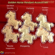 ANEMONE Gold Pony Keychain Accessories, Cute Mascot Dolls Golden Horse Accessories, Creative Cartoon