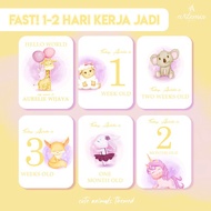 PREMIUM Custom Baby Milestone Card Kartu Selfie Bayi Cute Animal