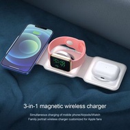 摺疊式  MagSafe  Charger  15W  快速 無線充電器 適用于IPhone  AirPods  Iwatch 三合一 無線充电器 充電座