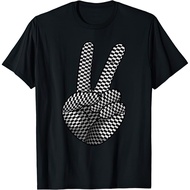 Checkered Peace Sign T Shirt New Hot Selling Retro Funny Art Drawing Gamer Anime