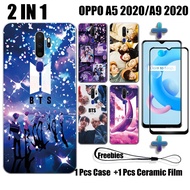 2 IN 1 BTS Case with Tempered Glass For OPPO A5 2020 A9 2020 Phone Case and Curved Ceramic Screen Protector