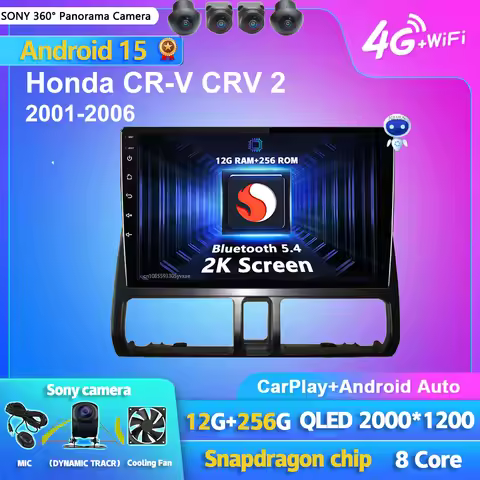 Android 15 Carplay Auto Car Radio Multimedia Player For Honda CR-V CRV 2 2001-2006 Navigation Autora