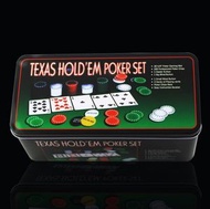其他品牌 - 21點德洲撲克套裝 德州撲克 / 21點籌碼遊戲套裝 啤牌 籌碼 POKER 莊碼 大盲 小盲 鐵盒套裝 21點桌布 新年賭具 德州撲克籌碼