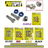 PROTAPER CALIPER SCREW STAINLESS STEEL ANTI THEFT NUT M10X1.25X23MM M10X1.25X55MM