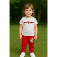 MERAH Girls' T-shirt and Jogger Set for the Republic of Indonesia 80, August 17th Suit, Red and Whit