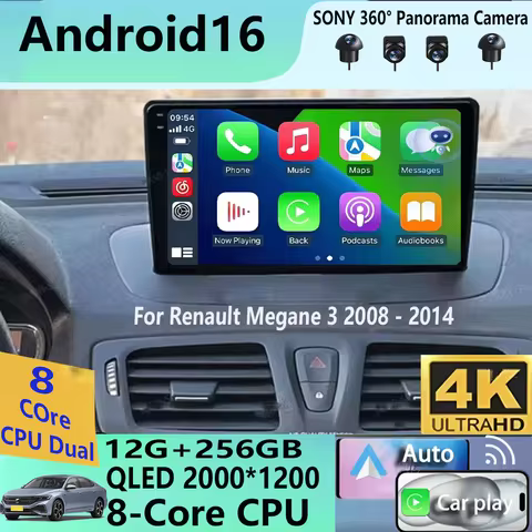 Android16 For Renault Megane 3 Fluence Samsung SM3 2008 - 2014 Car Radio Navigation Multimedia video