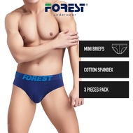 Forest Seluar Dalam Lelaki | Forest Cotton Spandex Mini Brief Underwear Assorted Colours (3 Pcs) - F