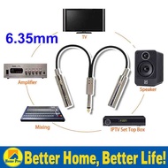 2 in 1 Male to Female Audio Cable Adapter 6.35mm to Dual 6.35mm Jack Stereo Y Splitter Converter
