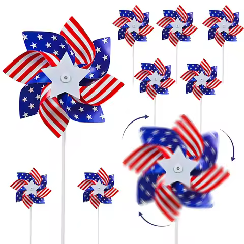 American Flag Stick Wind Spinners With Stake For Independence Day, Memorial Day Julys Of 4th, Plasti