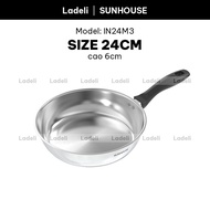 Chảo inox impact SUNHOUSE eco IN16M3 / IN20M3 / IN24M3 đáy từ dùng cho bếp từ gas hồng ngoại