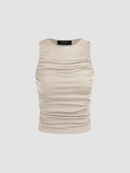 Cider Ruched Solid Tank Top