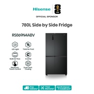 [FREE SHIPPING] Hisense Side by Side Inverter (780L) Refrigerator Fridge RS869N4ABV  - Black Metal