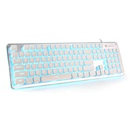 FIREWOLF 104 Keys Mechanical Feeling Keyboard USB Wired Silent RGB Backlit Gaming Keyboard for Home 