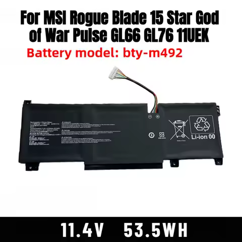 11.4V 53.5Wh 4700mAh BTY-M492 Laptop Battery for for MSI Rogue Blade 15 Star God of War Pulse GL66 G