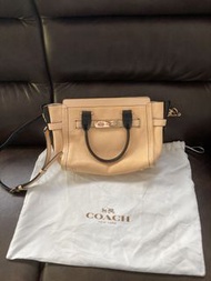 Coach women shoulder handbag 真皮粉色手袋