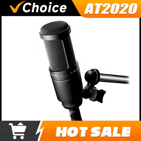 Professional AT2020 Cardioid Condenser large-diaphragm Microphone Ideal for Home Studios Podcasting 