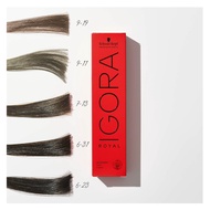 Schwarzkopf Igora Royal permanent color cream 60ml กลุ่มสีเทาสวยๆ น้ำตาลเบจเทา พร้อมตัวผสมสีแบบแบ่งบ