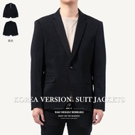 Korean Version Blazer Slim-Fit Tailored Plain Black Suit Clothes Jacket Korea Ver. (333-HK3) Male su