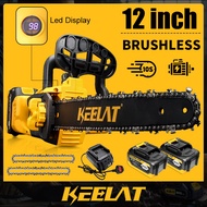 KEELAT 12/6 in Brushless Motor Chainsaw Battery Cordless Electric Chain saw Pruning Saw Mini Tree Cu