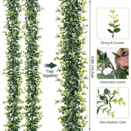 Vines Faux Eucalyptus Garland Plant, Artificial Vines Hanging Eucalyptus Leaves Greenery Garland for
