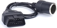 Skycityworld Auto Car 16Pin OBD2 Port to Cigarette Lighter Female Socket Adapter Cable, 16-Pin OBD2 