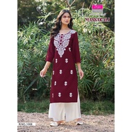 Diya Trends Indian Designer Readymade Rayon Cotton Kurti Palazzo Set with Fancy Lucknowi Embroidery 