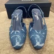 香奈兒chanel 淺色牛仔 後繫帶 跟鞋 🇹🇼專櫃尺寸39