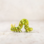 Wooden caterpillar toy figurine Miniature insect