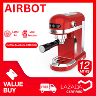 Airbot Coffee Machine CM8000 Retro Design Ultra Slim Compact, Quick Easy Portable Light Weight Coffee Maker Milk Frothin