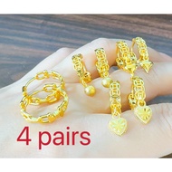 14k 4 pairs Bangkok gold earrings