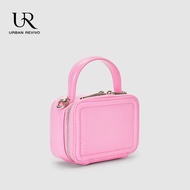 URBAN REVIVO Womens 2024 Vegan Leather Classic Clutch Shoulder Bags Purses With Zipper Closure pink Small