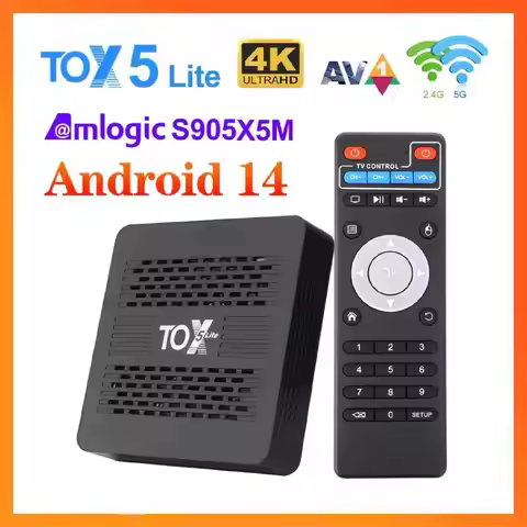 Ugoos TOX5 Lite S905X5M Android 14 Smart TV Box Dual Wifi 1000M LAN BT4.1 4K 60fps DLNA Android 14.0