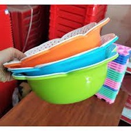 Plastic basket with pot, brass, Apricot flower basket