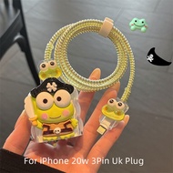Cute Frog Charger Protector Case Set 18/20W Soft Charger Case Cable Protector Compatible with iPhone