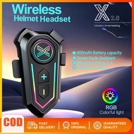 X10 Motorcycle Bluetooth Earphone Wireless BT5.4 Helmet Headset IPX67 Waterproof Hands-free Music Pl