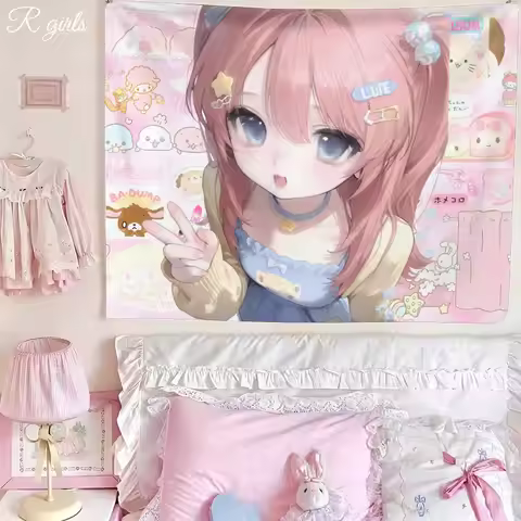 Japanese-Style Sweet Girl Tapestries, Soft And Cute Atmosphere In A Girl'S Bedroom, Wall Decoration 