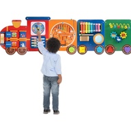 Train Activity Wall Busy Board Panels | 11-in-1 Wooden Sensory Wall Panel for Kids,