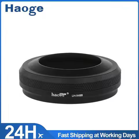 Haoge LH-X49B 2in1 All Metal Lens Hood with Adapter Ring Set for Fuji Fujifilm FinePix X70 X100 X100