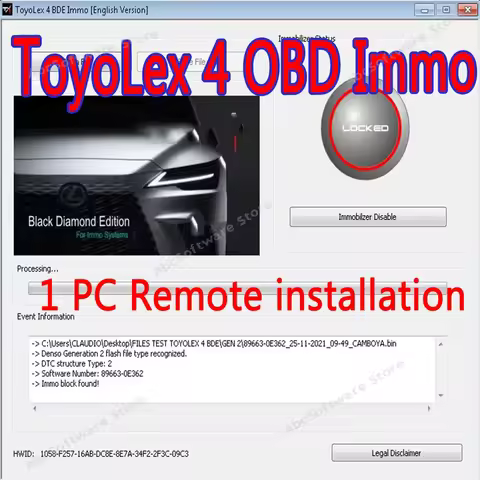 Toyolex 4 Diagnostic Tool One PC Install PK Toyolex3 for Denso Lexus Maschera-mento Ad-blue Car D TC